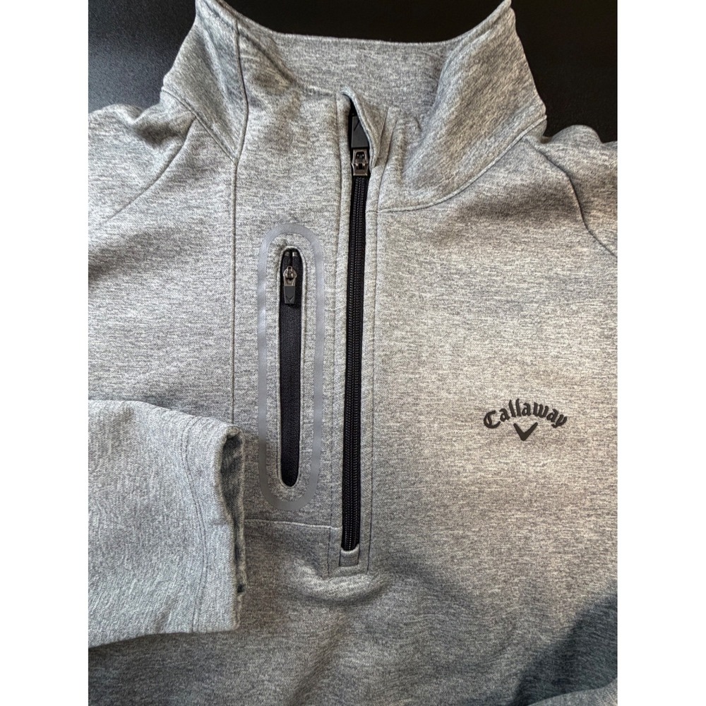 Callaway Mens Gray Heathered Quarter Zip Pullover Golf Fleece Jacket Size M K2